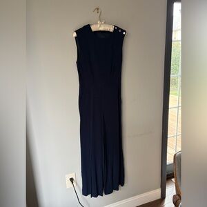 Sandro Navy Sleeveless Jumpsuit with Button Detail